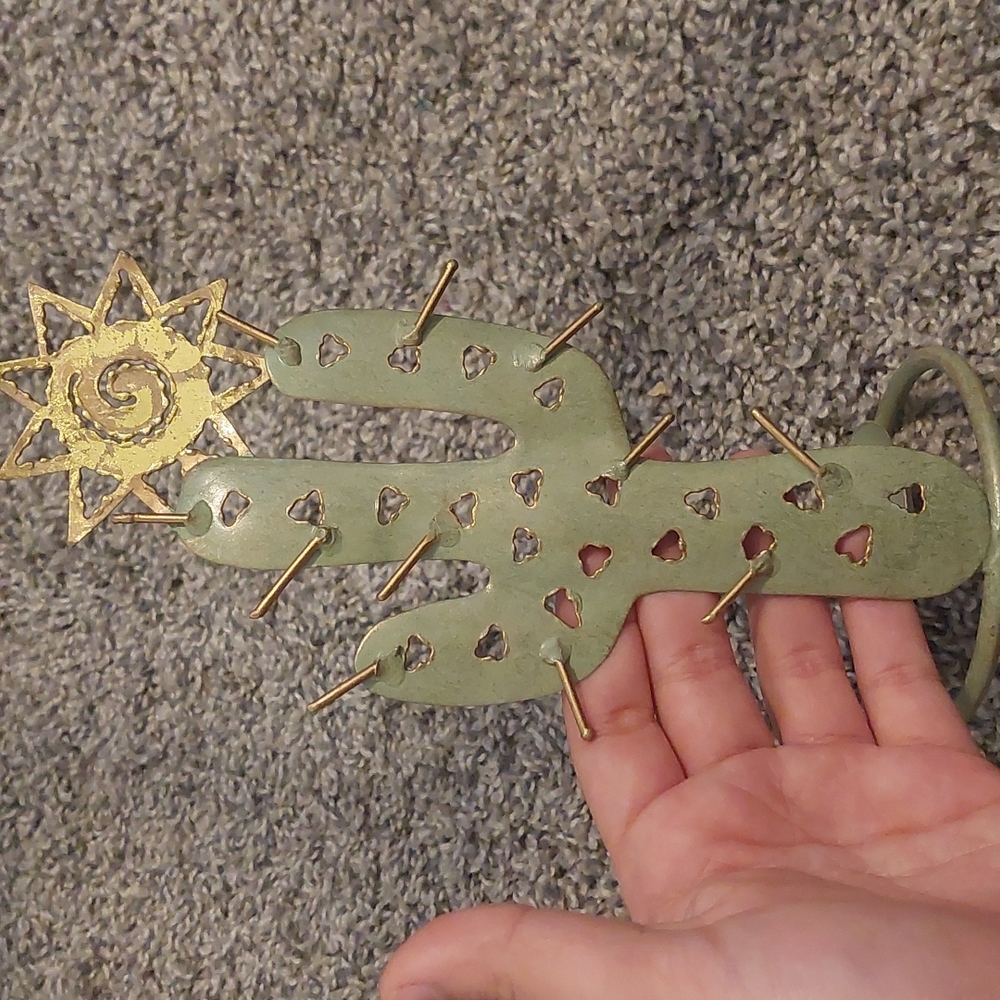 NWT Saguaro Cactus painted metal tea light candle holder